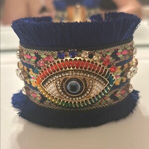 Colorful Eye Embroidered Cuff Bracelet